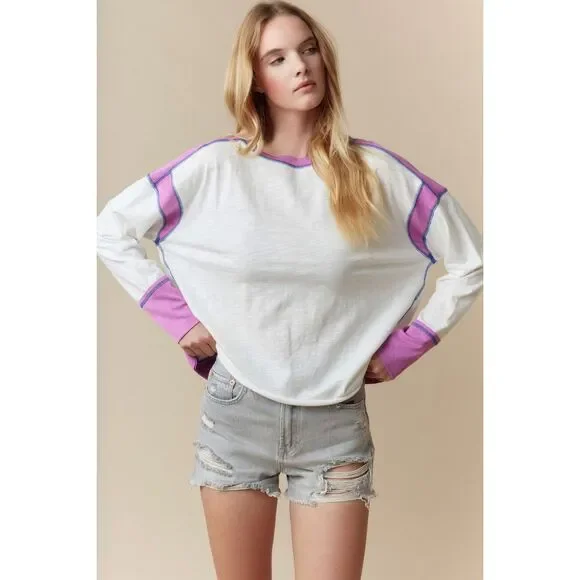 Fantastic Fawn Magenta Stasia Open Range Oversized Crossed Back Top - Picture 3 of 4